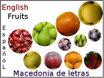 Frutas en inglés para una macedonia de letras.